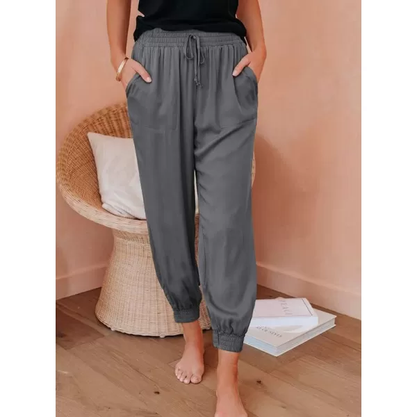 Dokotoo Womens 2023 Soft Casual Drawstring Tie Elastic Waist Loose Jogger Pants with Pockets