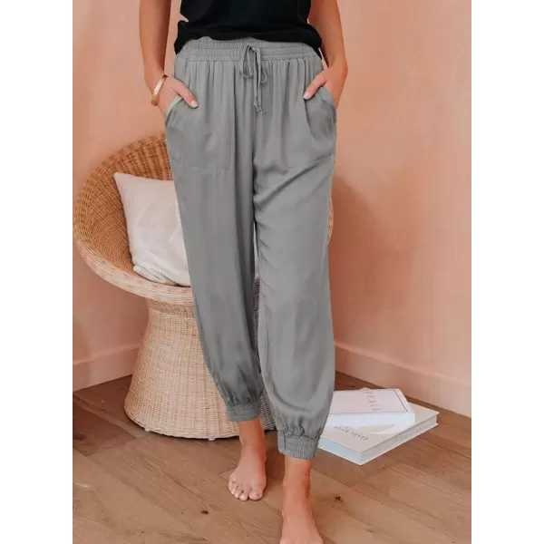 Dokotoo Womens 2023 Soft Casual Drawstring Tie Elastic Waist Loose Jogger Pants with Pockets