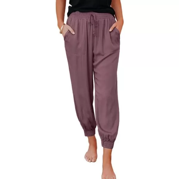 Dokotoo Womens 2023 Soft Casual Drawstring Tie Elastic Waist Loose Jogger Pants with Pockets