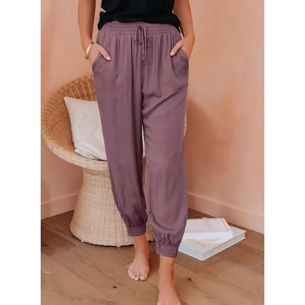 Dokotoo Womens 2023 Soft Casual Drawstring Tie Elastic Waist Loose Jogger Pants with Pockets