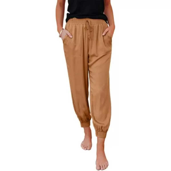 Dokotoo Womens 2023 Soft Casual Drawstring Tie Elastic Waist Loose Jogger Pants with Pockets