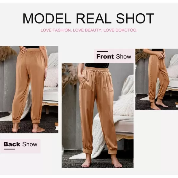 Dokotoo Womens 2023 Soft Casual Drawstring Tie Elastic Waist Loose Jogger Pants with Pockets