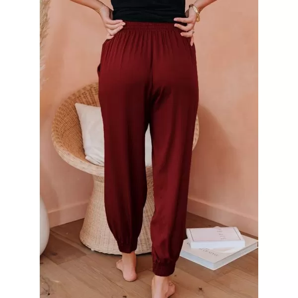 Dokotoo Womens 2023 Soft Casual Drawstring Tie Elastic Waist Loose Jogger Pants with Pockets