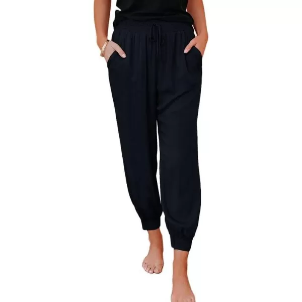 Dokotoo Womens 2023 Soft Casual Drawstring Tie Elastic Waist Loose Jogger Pants with Pockets