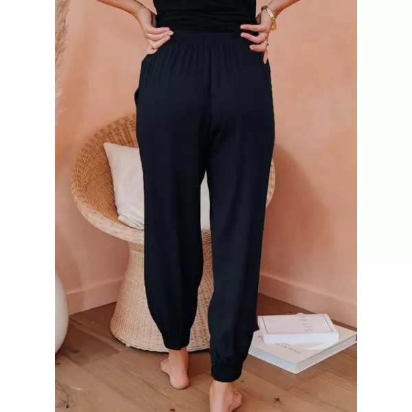 Dokotoo Womens 2023 Soft Casual Drawstring Tie Elastic Waist Loose Jogger Pants with Pockets