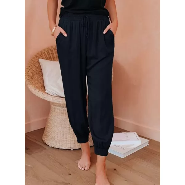 Dokotoo Womens 2023 Soft Casual Drawstring Tie Elastic Waist Loose Jogger Pants with Pockets