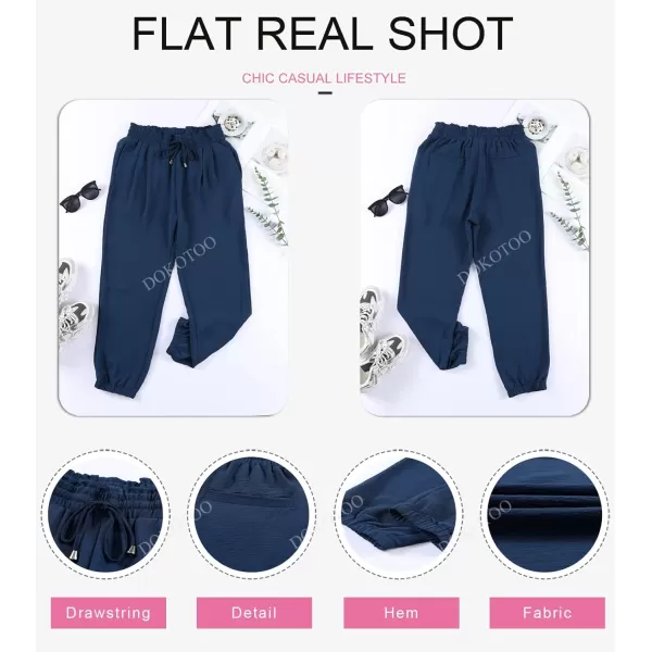 Dokotoo Women's 2023 Soft Casual Loose Drawstring Elastic High Waisted Joggers Pants with Pockets