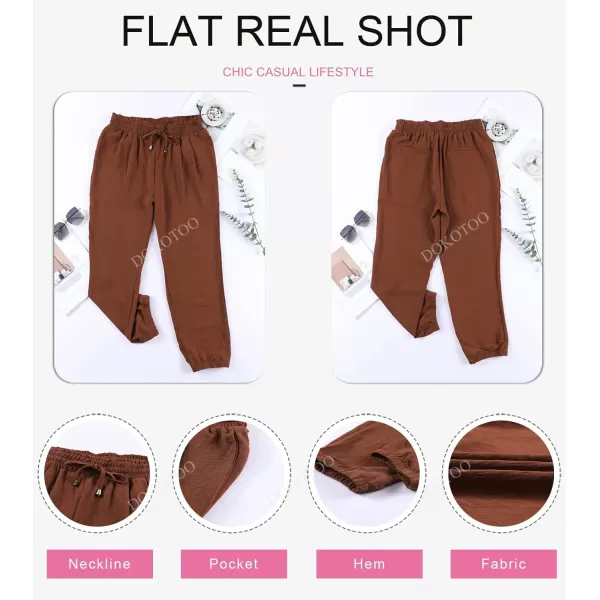 Dokotoo Women's 2023 Soft Casual Loose Drawstring Elastic High Waisted Joggers Pants with Pockets