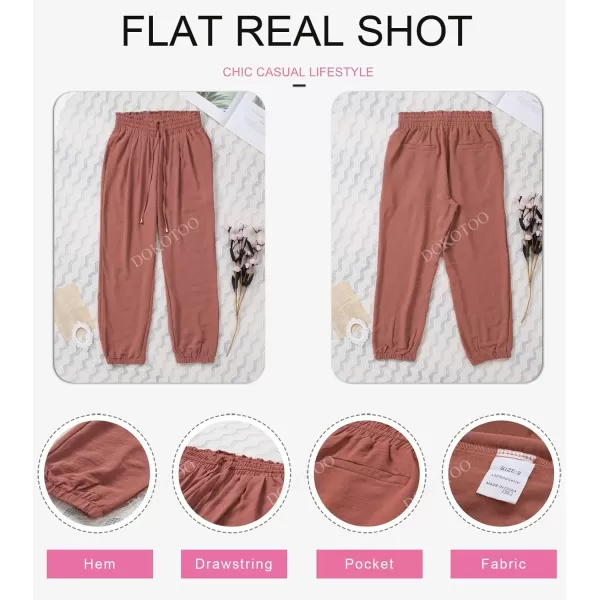 Dokotoo Women's 2023 Soft Casual Loose Drawstring Elastic High Waisted Joggers Pants with Pockets