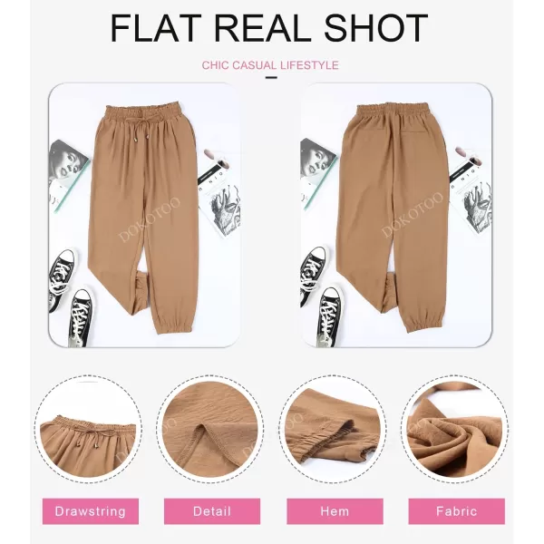 Dokotoo Women's 2023 Soft Casual Loose Drawstring Elastic High Waisted Joggers Pants with Pockets