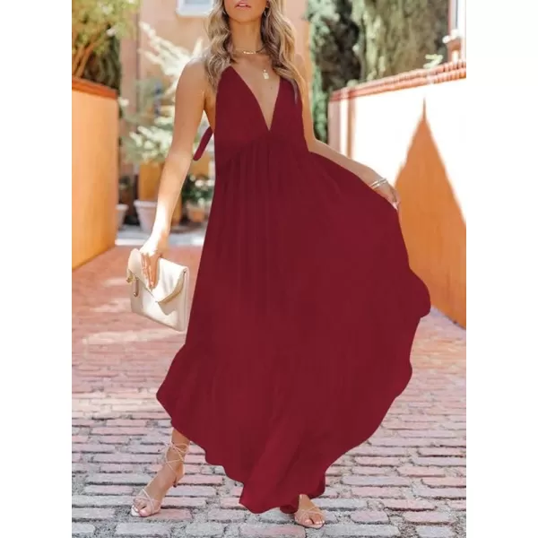 Dokotoo Womens 2023 Summer Cover Ups Sexy Deep V-Neck Backless Halter Beach Maxi Dresses