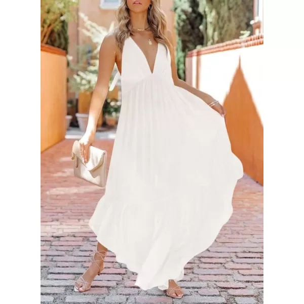 Dokotoo Womens 2023 Summer Cover Ups Sexy Deep V-Neck Backless Halter Beach Maxi Dresses