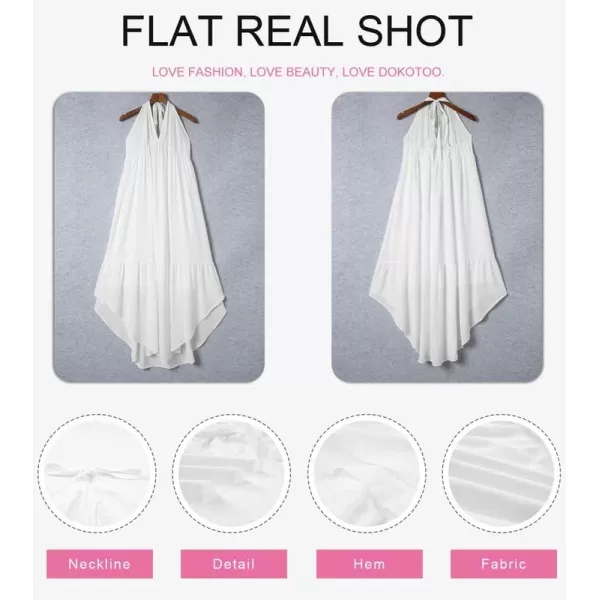 Dokotoo Womens 2023 Summer Cover Ups Sexy Deep V-Neck Backless Halter Beach Maxi Dresses