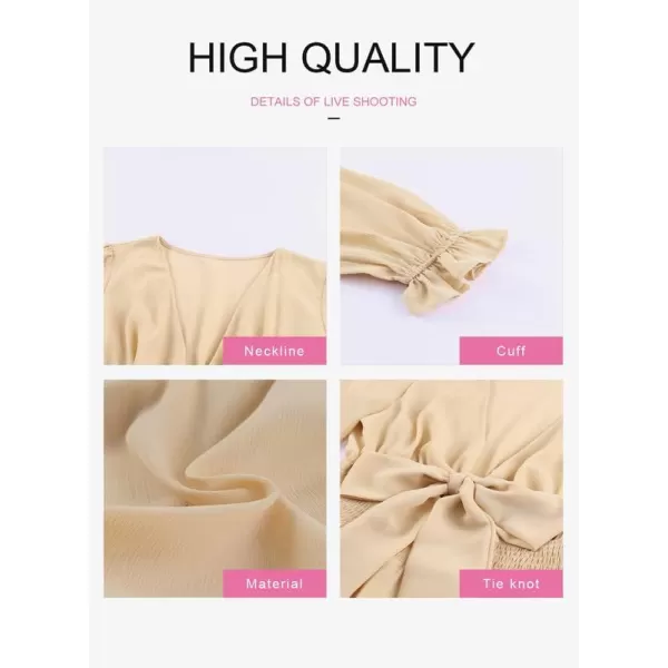 Dokotoo Womens 2023 Summer Deep V Neck Knotted Tiered Chiffon Elegant Mini Short Swing Skater Dresses