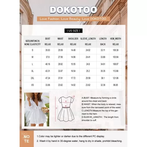 Dokotoo Womens 2023 Summer Deep V Neck Knotted Tiered Chiffon Elegant Mini Short Swing Skater Dresses