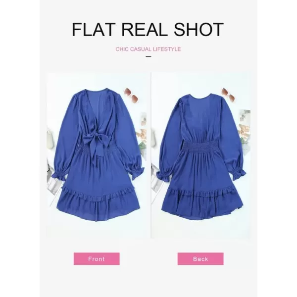 Dokotoo Womens 2023 Summer Deep V Neck Knotted Tiered Chiffon Elegant Mini Short Swing Skater Dresses