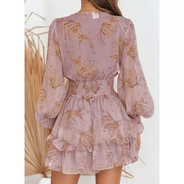 Dokotoo Womens 2023 Summer Deep V Neck Knotted Tiered Chiffon Elegant Mini Short Swing Skater Dresses