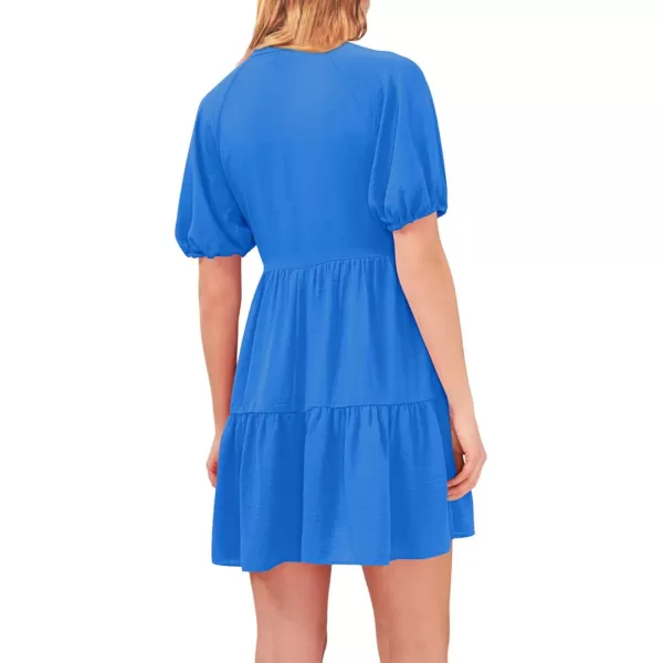 Dokotoo Womens 2023 Summer Dresses Casual V Neck Short Sleeve Aline Mini Sun Dress