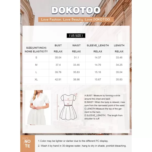 Dokotoo Womens 2023 Summer Dresses Casual V Neck Short Sleeve Aline Mini Sun Dress