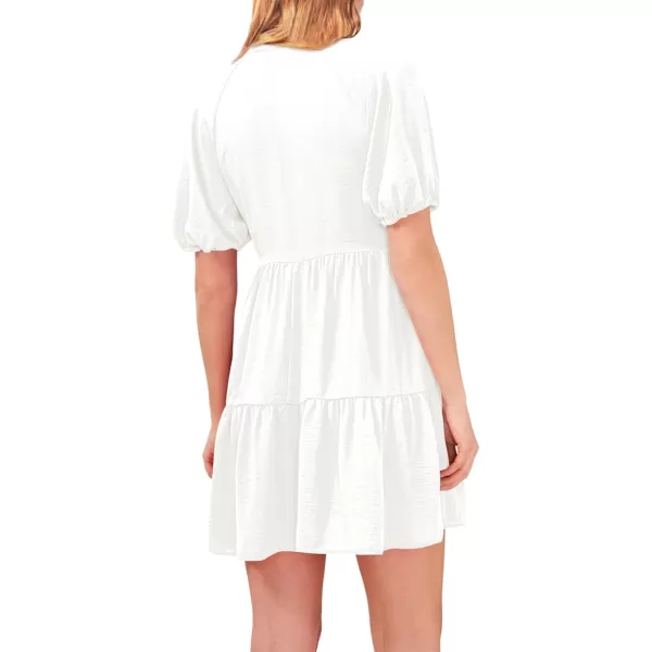 Dokotoo Womens 2023 Summer Dresses Casual V Neck Short Sleeve Aline Mini Sun Dress