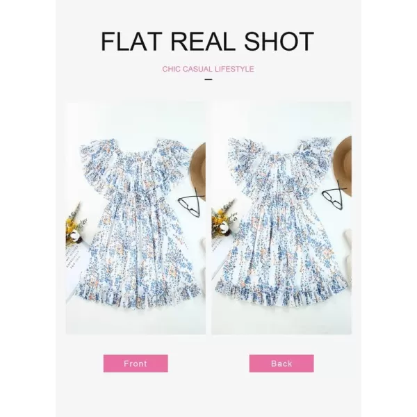 Dokotoo Womens 2023 Summer Floral Print Off The Shoulder Elastic Waist Boho Mini Dresses