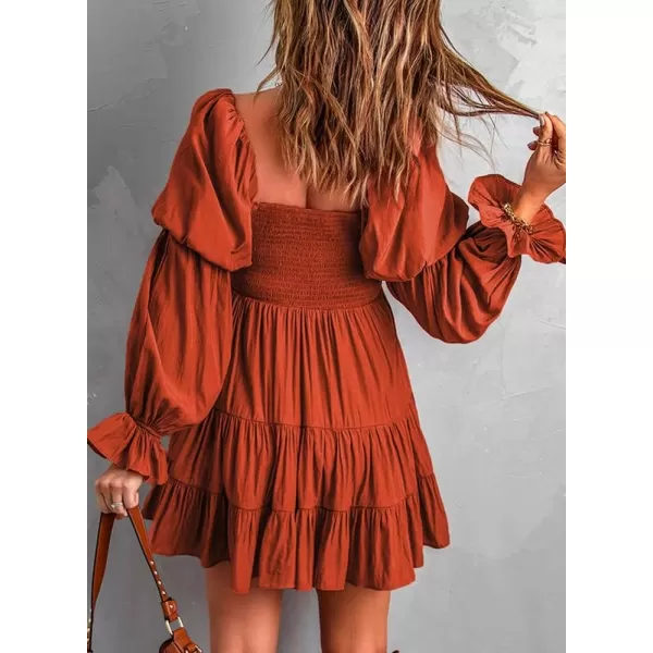 Dokotoo Womens 2023 Summer Spring Elegant Off The Shoulder V Neck Long Sleeve Ruffle Flowy Mini Short Skater Dresses