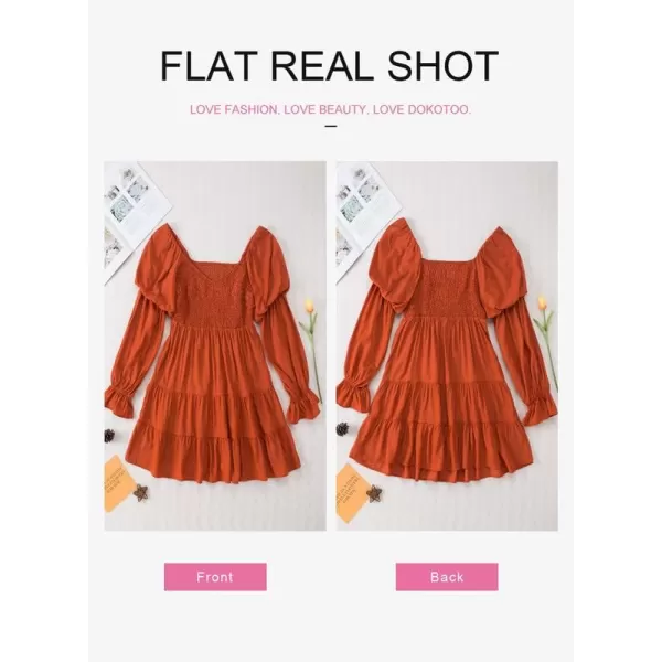 Dokotoo Womens 2023 Summer Spring Elegant Off The Shoulder V Neck Long Sleeve Ruffle Flowy Mini Short Skater Dresses