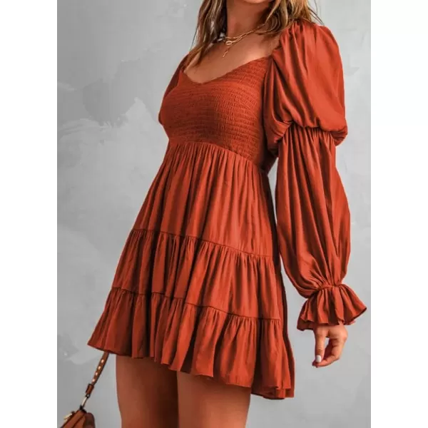 Dokotoo Womens 2023 Summer Spring Elegant Off The Shoulder V Neck Long Sleeve Ruffle Flowy Mini Short Skater Dresses