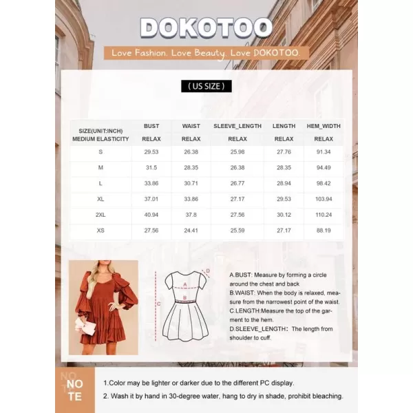 Dokotoo Womens 2023 Summer Spring Elegant Off The Shoulder V Neck Long Sleeve Ruffle Flowy Mini Short Skater Dresses