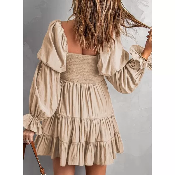 Dokotoo Womens 2023 Summer Spring Elegant Off The Shoulder V Neck Long Sleeve Ruffle Flowy Mini Short Skater Dresses