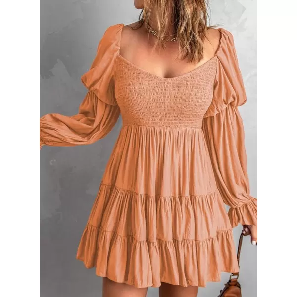 Dokotoo Womens 2023 Summer Spring Elegant Off The Shoulder V Neck Long Sleeve Ruffle Flowy Mini Short Skater Dresses
