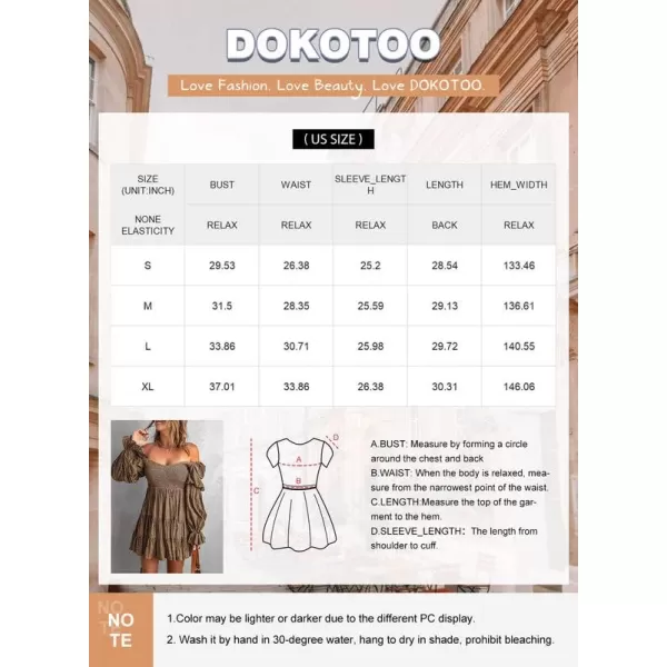 Dokotoo Womens 2023 Summer Spring Elegant Off The Shoulder V Neck Long Sleeve Ruffle Flowy Mini Short Skater Dresses