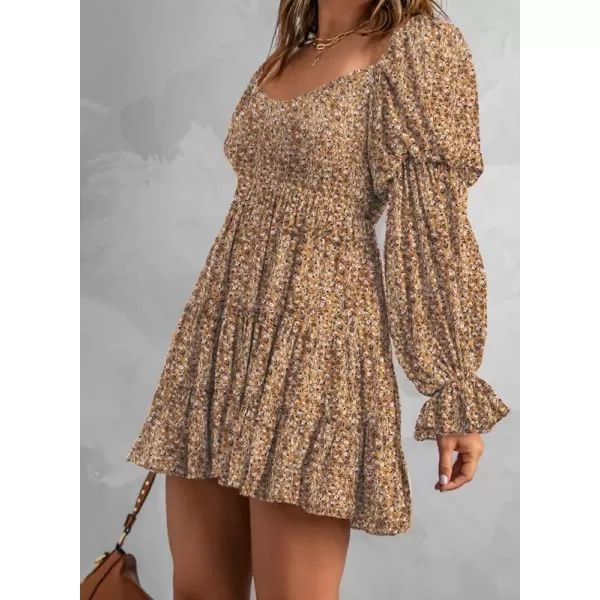Dokotoo Womens 2023 Summer Spring Elegant Off The Shoulder V Neck Long Sleeve Ruffle Flowy Mini Short Skater Dresses