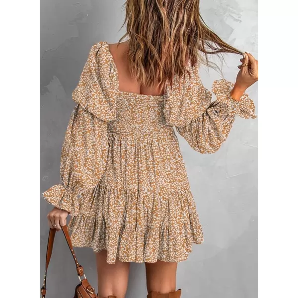 Dokotoo Womens 2023 Summer Spring Elegant Off The Shoulder V Neck Long Sleeve Ruffle Flowy Mini Short Skater Dresses
