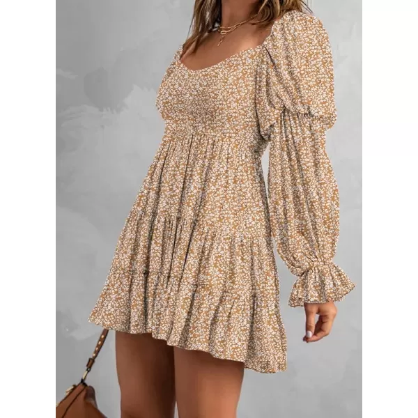 Dokotoo Womens 2023 Summer Spring Elegant Off The Shoulder V Neck Long Sleeve Ruffle Flowy Mini Short Skater Dresses