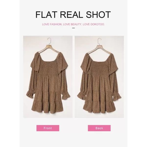 Dokotoo Womens 2023 Summer Spring Elegant Off The Shoulder V Neck Long Sleeve Ruffle Flowy Mini Short Skater Dresses