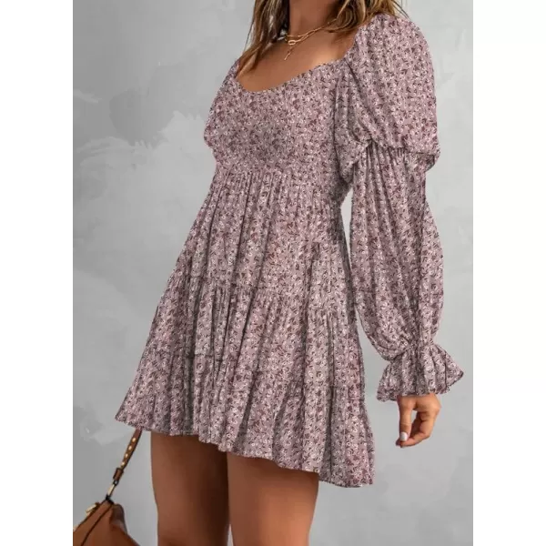 Dokotoo Womens 2023 Summer Spring Elegant Off The Shoulder V Neck Long Sleeve Ruffle Flowy Mini Short Skater Dresses