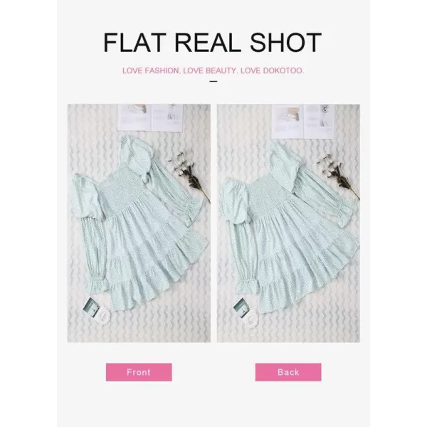 Dokotoo Womens 2023 Summer Spring Elegant Off The Shoulder V Neck Long Sleeve Ruffle Flowy Mini Short Skater Dresses