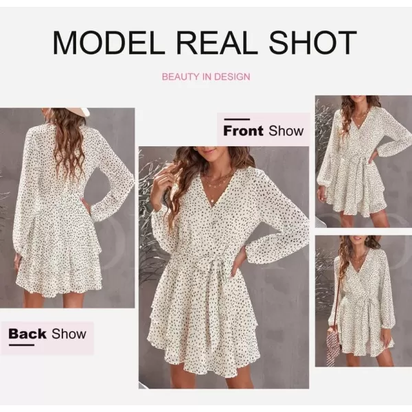 Dokotoo Womens 2023 Summer Spring V Neck Ruffle Chiffon Elegant Tie Knot Mini Short Swing Skater Dresses