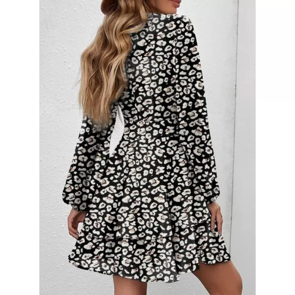 Dokotoo Womens 2023 Summer Spring V Neck Ruffle Chiffon Elegant Tie Knot Mini Short Swing Skater Dresses