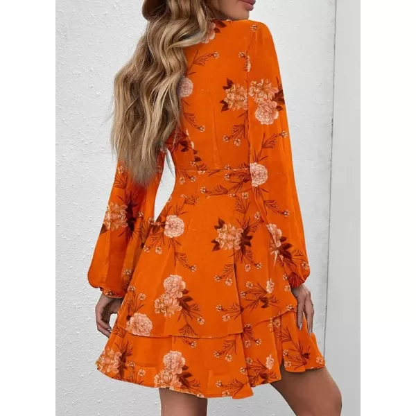Dokotoo Womens 2023 Summer Spring V Neck Ruffle Chiffon Elegant Tie Knot Mini Short Swing Skater Dresses