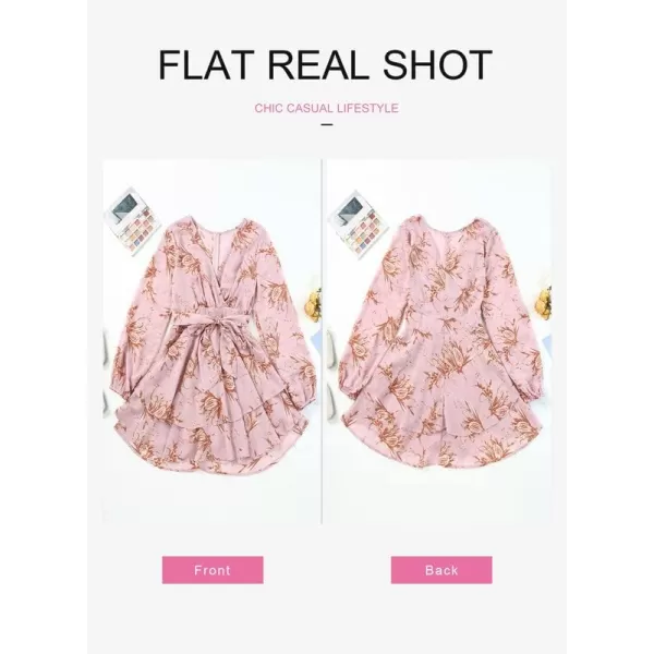 Dokotoo Womens 2023 Summer Spring V Neck Ruffle Chiffon Elegant Tie Knot Mini Short Swing Skater Dresses