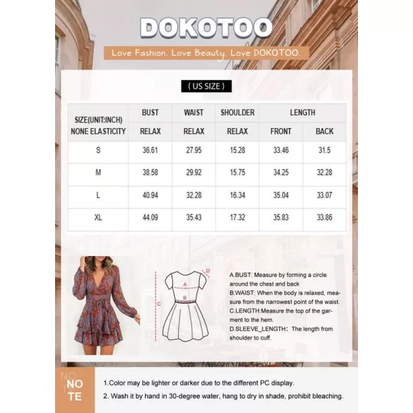 Dokotoo Womens 2023 Summer Spring V Neck Ruffle Chiffon Elegant Tie Knot Mini Short Swing Skater Dresses
