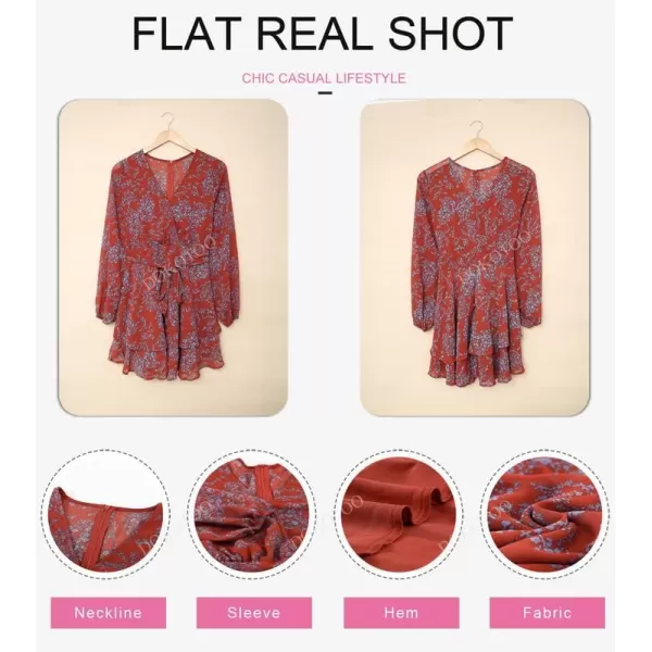Dokotoo Womens 2023 Summer Spring V Neck Ruffle Chiffon Elegant Tie Knot Mini Short Swing Skater Dresses