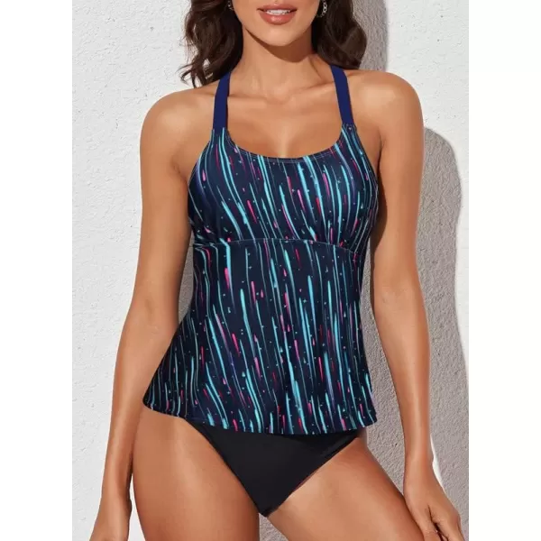 Dokotoo Womens 2023 Summer Striped Print Racerback Tankini Swim Top No Bottom 