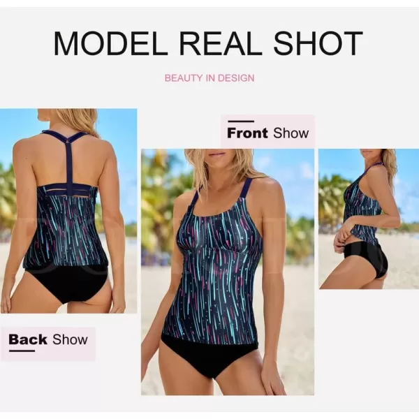 Dokotoo Womens 2023 Summer Striped Print Racerback Tankini Swim Top No Bottom 