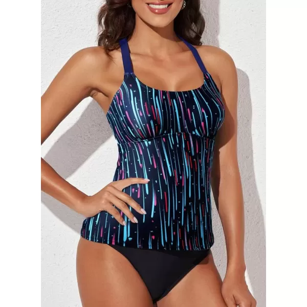 Dokotoo Womens 2023 Summer Striped Print Racerback Tankini Swim Top No Bottom 