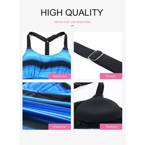 Dokotoo Womens 2023 Summer Striped Print Racerback Tankini Swim Top No Bottom 