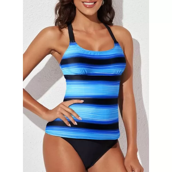 Dokotoo Womens 2023 Summer Striped Print Racerback Tankini Swim Top No Bottom 