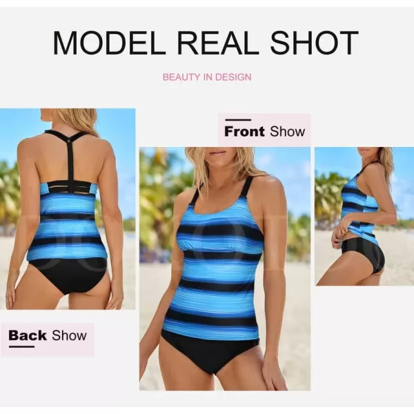 Dokotoo Womens 2023 Summer Striped Print Racerback Tankini Swim Top No Bottom 
